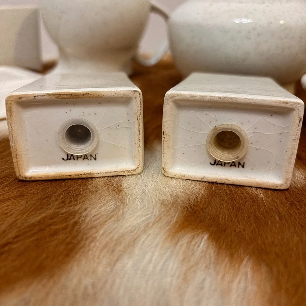 VTG Mikasa Natural Beauty C9000  Stoneware Butter Dish Creamer Sugar Set Japan